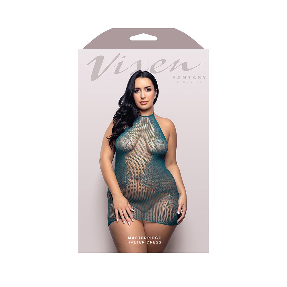 Lace Framing Halter Tie Dress for Curvy Figures